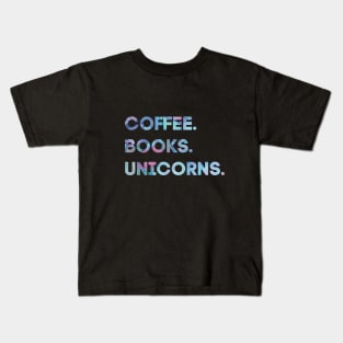 Coffee, Books, Unicorns Kids T-Shirt